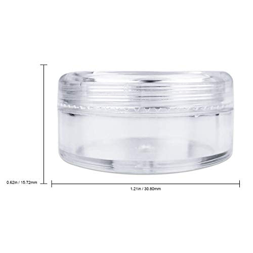 50 New Empty 5 Grams Acrylic Clear Round Jars - BPA Free Containers for Cosmetic, Lotion, Cream, Makeup, Bead, Eye shadow, Rhinestone, Samples, Pot, 5g/5ml (Clear Lid (50 Jars)