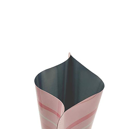 QQ Studio Pack of 100 Color Aluminum Mylar Single-Use Dispenser Tip Open Bottom Heat Seal Sample Pouch (2" x 4.3", Pink w/White & Pink Stripes)