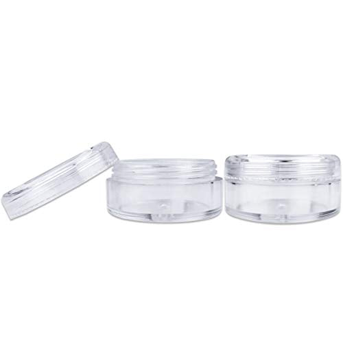 50 New Empty 5 Grams Acrylic Clear Round Jars - BPA Free Containers for Cosmetic, Lotion, Cream, Makeup, Bead, Eye shadow, Rhinestone, Samples, Pot, 5g/5ml (Clear Lid (50 Jars)