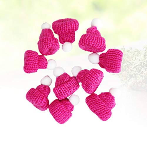Amosfun 10Pcs Mini Knit Christmas Hat Small Santa Claus Cap Xmas Party Hat Ornament for Decoration