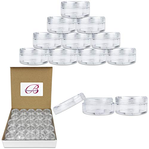 60pcs 3 Gram / 3ML Empty Sample Containers with Lids, Plastic Small Pot Jars  Clear Tiny Makeup Cosmetic Containers for Creams, Eye Shadow, Powder,  Jewelry