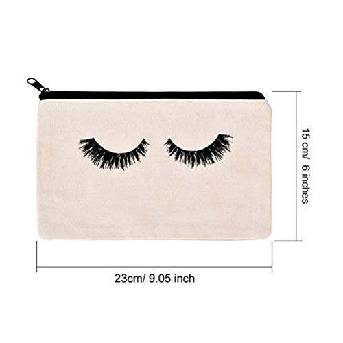 Yarachel Eyelash Makeup Bags - 12 Pieces Cosmetic Bags Travel Make up Pouches with Zipper for Women and Girls (12 Pieces, White,Beige and Pink)