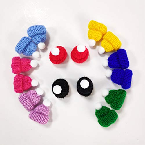 Amosfun 10Pcs Mini Knit Christmas Hat Small Santa Claus Cap Xmas Party Hat Ornament for Decoration
