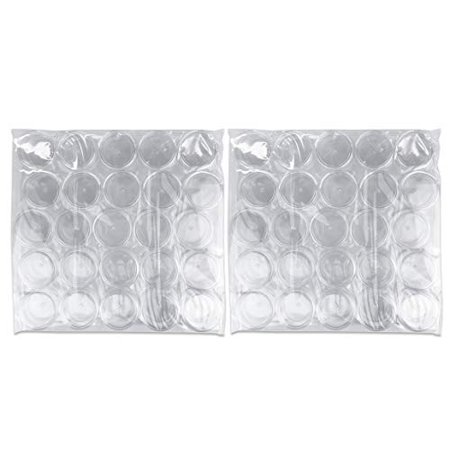 50 New Empty 5 Grams Acrylic Clear Round Jars - BPA Free Containers for Cosmetic, Lotion, Cream, Makeup, Bead, Eye shadow, Rhinestone, Samples, Pot, 5g/5ml (Clear Lid (50 Jars)