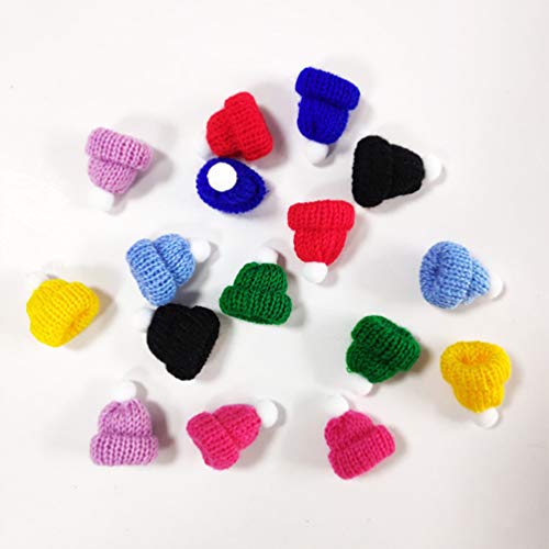 Amosfun 10Pcs Mini Knit Christmas Hat Small Santa Claus Cap Xmas Party Hat Ornament for Decoration