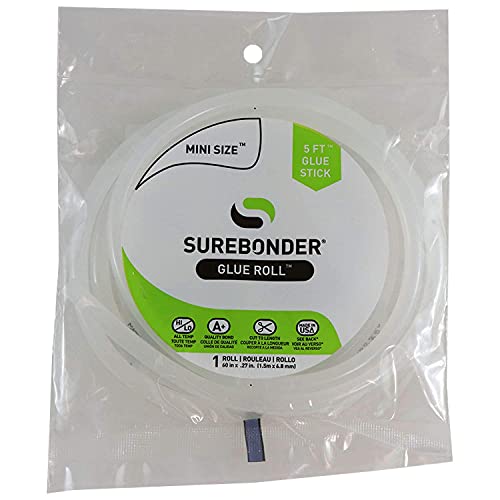Surebonder Long Mini Hot Glue Stick Roll, Clear, 60" Long (5 Feet), 5/16" Diameter - Uninterrupted Gluing, Use With All Temperature Glue Guns - Made in USA (RM-5)