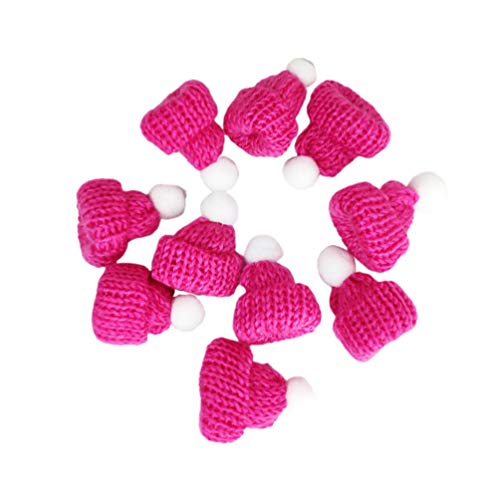 Amosfun 10Pcs Mini Knit Christmas Hat Small Santa Claus Cap Xmas Party Hat Ornament for Decoration