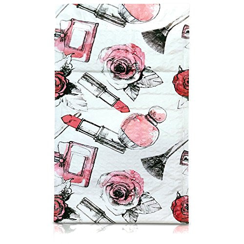 25 Pack 6x10 Pink Makeup Poly Bubble Mailers Padded Shipping Envelopes Bags with Custom Designer Printed Boutique Pattern and Self Seal Adhesive Strip - Large Heavy Duty Waterproof Bulk Combo