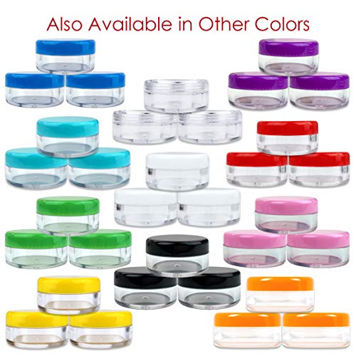 50 New Empty 5 Grams Acrylic Clear Round Jars - BPA Free Containers for Cosmetic, Lotion, Cream, Makeup, Bead, Eye shadow, Rhinestone, Samples, Pot, 5g/5ml (Clear Lid (50 Jars)