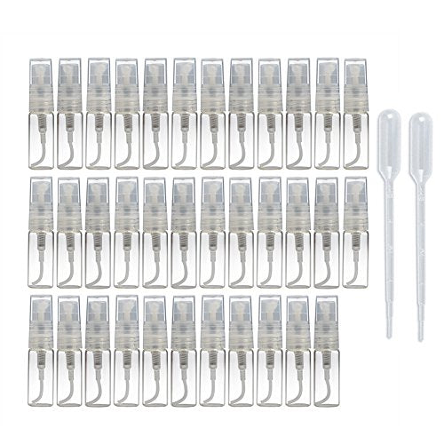 Enslz 35pcs Mini Portable Clear 3ml Glass Bottle Atomizer Refillable Perfume Bottle for Party or Travel Tool