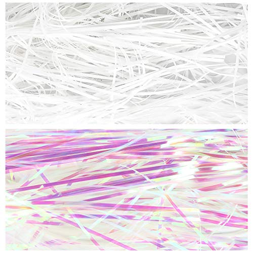 1LB basket filler Iridescent Paper Shred Filler Shreds Plastic Paper Shred Filler Gift Basket Filler for Easter Gift Wrapping & Basket Filling DIY Crafts Supplies Accessories