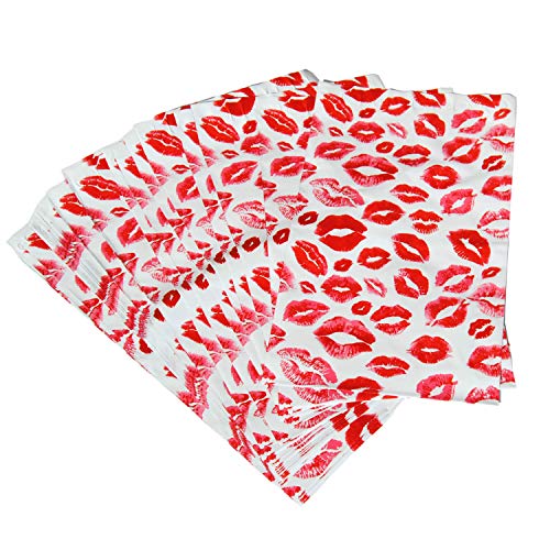 Lips Poly Mailers Red Kiss for Make Up Lip Gloss LipStick Self Sealing Envelope Wide Lip Print Waterproof Shipping | Pack of 25 | Size 10 x 6.75" inches