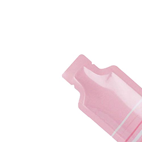 QQ Studio Pack of 100 Color Aluminum Mylar Single-Use Dispenser Tip Open Bottom Heat Seal Sample Pouch (2" x 4.3", Pink w/White & Pink Stripes)