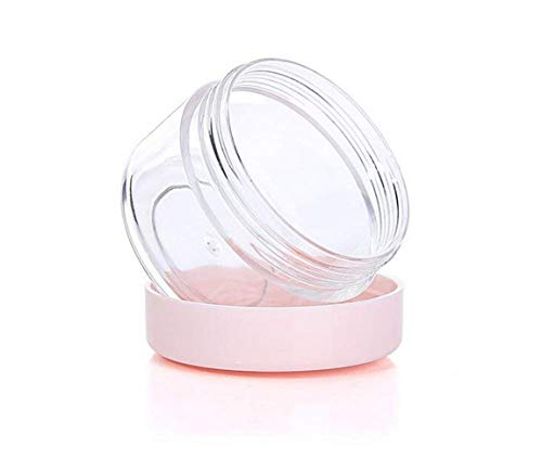 12PCS 15g/15ml/0.5oz Empty Refillable Round Clear Plastic Jars Small Tins Cosmetic Container Pot Storage with Pink Screw Cap Lid for Cream Lotion Lip Balm Ointments Eye Shadow Sample Package