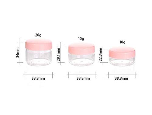 12PCS 15g/15ml/0.5oz Empty Refillable Round Clear Plastic Jars Small Tins Cosmetic Container Pot Storage with Pink Screw Cap Lid for Cream Lotion Lip Balm Ointments Eye Shadow Sample Package
