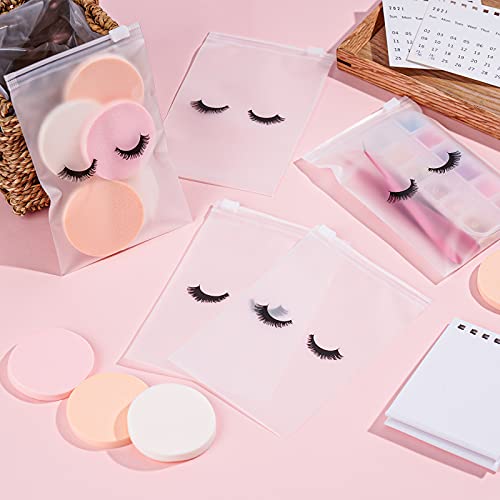 50 Pieces Eyelash Aftercare Bags Cosmetic Bags Eyelash Makeup Bags Empty Eyelash Bag Make up Bags Pouches with Zipper for Girls and Women (4 x 6 Inch)
