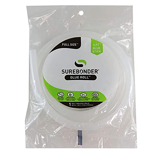 Surebonder Long Hot Glue Stick Roll, Clear, 60" Long (5 Feet), 7/16" Diameter (.43") - Uninterrupted Gluing, Use With All Temperature Glue Guns - (RR-5)