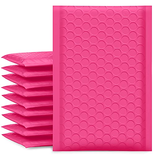 UCGOU Bubble Mailers 4x8 Inch Hot Pink 50 Pack Poly Padded Envelopes Small Business Mailing Packages Opaque Self Seal Adhesive Waterproof Boutique Shipping Bags for Jewelry Makeup Supplies #000