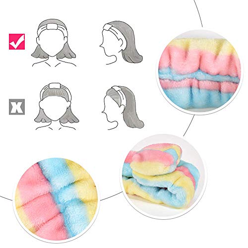 HUIANER Cute Bow Headband Coral Fleece Elastic Bowknot Hair Band For Girls Washing Face Makeup Cosmetic Yoga Sports Pajama Party, Pack of 6