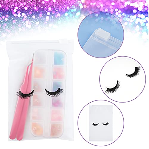 50 Pieces Eyelash Aftercare Bags Cosmetic Bags Eyelash Makeup Bags Empty Eyelash Bag Make up Bags Pouches with Zipper for Girls and Women (4 x 6 Inch)