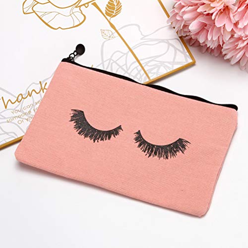 Yarachel Eyelash Makeup Bags - 12 Pieces Cosmetic Bags Travel Make up Pouches with Zipper for Women and Girls (12 Pieces, White,Beige and Pink)