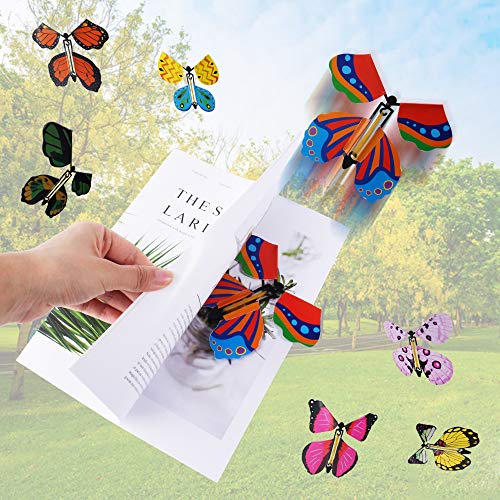 Outee 23 Packs Magic Flying Butterfly Card Surprise Wind Up Butterfly in The Book Rubber Band Powered Magic Fairy Flying Toy Great Surprise Gift