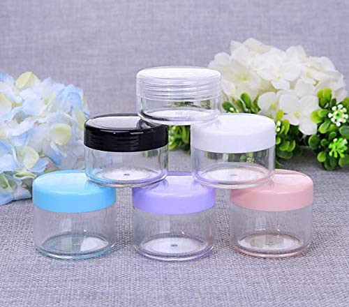 100 Pcs Plastic Jars with Lids Small Clear Containers with Lids Wide Mouth  Small Plastic Containers for Lotion, Cream, Rhinestones, Body Butters