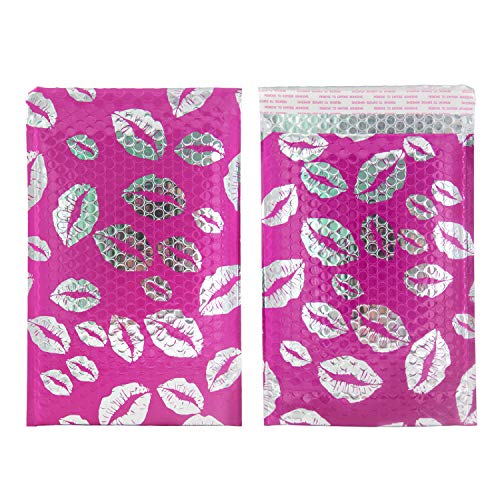 Yomuse #0 Extra Wide 7 x 10 Kiss Poly Bubble Mailer Self-Seal Padded Envelopes Fits CD DVD, Pack of 25, Hot Pink