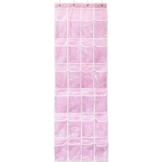 24 Pockets - SimpleHouseware Crystal Clear Over The Door Hanging Shoe Organizer, Pink