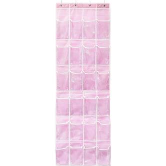 24 Pockets - SimpleHouseware Crystal Clear Over The Door Hanging Shoe Organizer, Pink